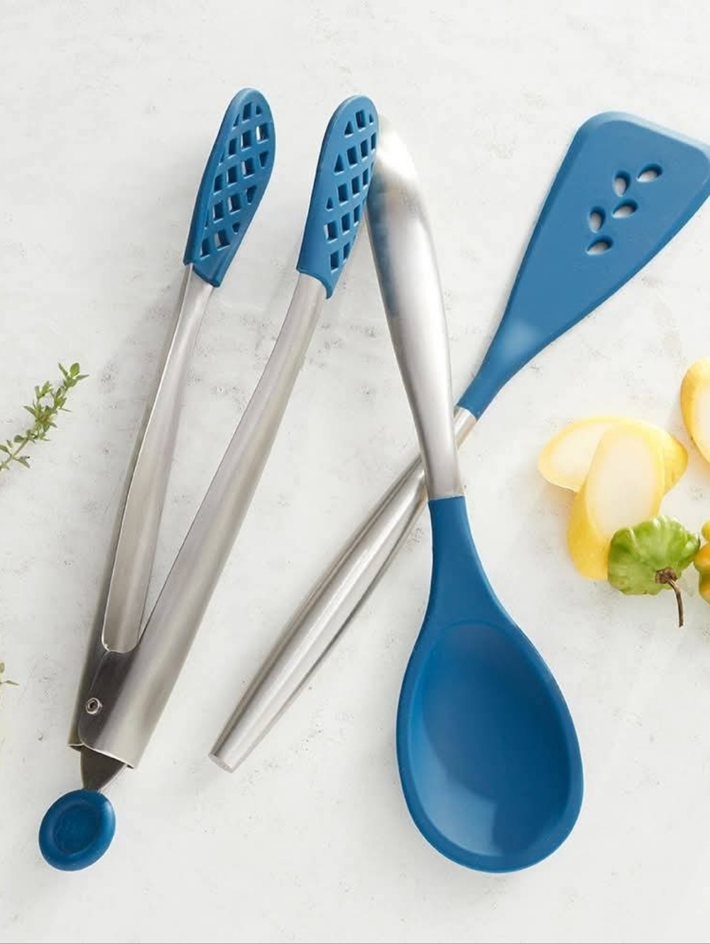 Princess House Blue Stainless Steel Silicone Cooking Utensil Set